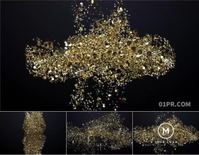 Pr模板标志 黄金颗粒奢华发光金属粒子 Pr素材